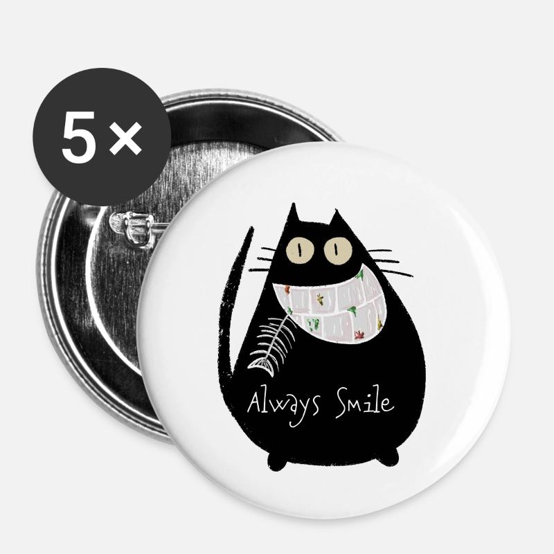ImmerLächeln - Buttons groß 56 mm (5er Pack) - Weiß