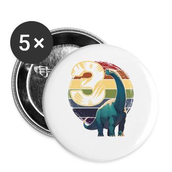 Brachiosaurus 3 Years 3rd Birthday Gift - Buttons large 2.2''/56 mm (5-pack) - white - Front