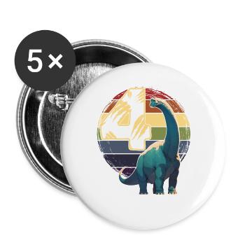 Brachiosaurus 4 ans 4ème cadeau d’anniversaire - Lot de 5 grands badges (56 mm) - blanc - Devant