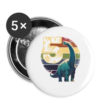 Brachiosaurus 5 ans 5e anniversaire - Lot de 5 grands badges (56 mm) - blanc - Devant