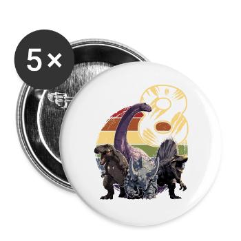 Coole Dinosaurier 8 Jahre 8. Geburtstag Geschenk - Buttons groß 56 mm (5er Pack) - Weiß - Vorne