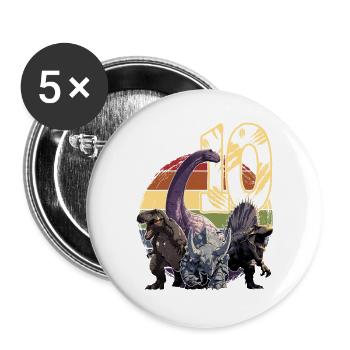 Cool Dinosaur 10 Years 10th Birthday Gift - Buttons large 2.2''/56 mm (5-pack) - white - Front