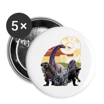 Cool Dinosaur 9 Years 9th Birthday Gift - Buttons large 2.2''/56 mm (5-pack) - white - Front