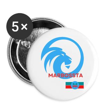 LOGO LÖWE MARBOSSTA - Buttons groß 56 mm (5er Pack) - Weiß - Vorne