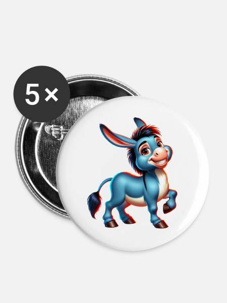 Esel-Maultier - Buttons groß 56 mm (5er Pack) - Weiß