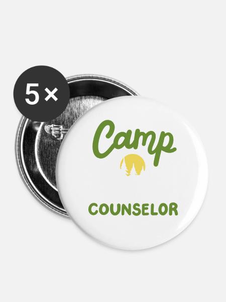 Camping Camp-Betreuer - Buttons groß 56 mm (5er Pack) - Weiß