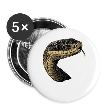 Serpent Python Cobra Mamba Serpent à sonnettes Serpent - Lot de 5 grands badges (56 mm) - blanc - Devant
