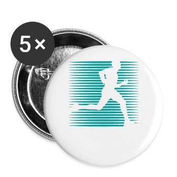 Silhouette de coureur sur fond à rayures - Lot de 5 grands badges (56 mm) - blanc - Devant