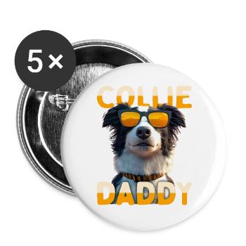 Border Collie Daddy Dogs Dad Father's Day Collie Dad - Buttons large 2.2''/56 mm (5-pack) - white - Front