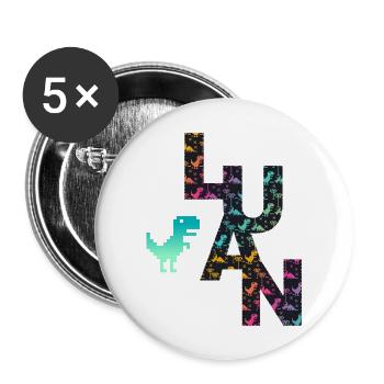 LUAN - Beautiful boy name with dinosaur - Buttons large 2.2''/56 mm (5-pack) - white - Front