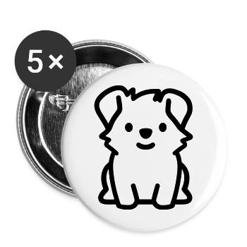 Hund - Buttons groß 56 mm (5er Pack) - Weiß - Vorne