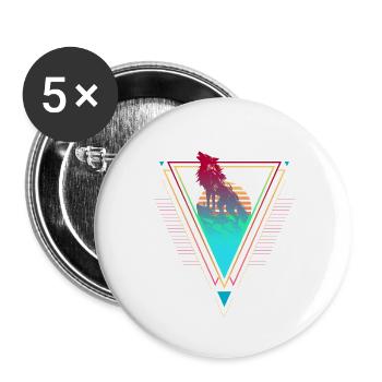 Wolf Vaporwave Synthwave 90s 80s sunset - Buttons large 2.2''/56 mm (5-pack) - white - Front