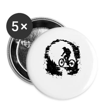 Mountainbiken - Buttons groß 56 mm (5er Pack) - Weiß - Vorne