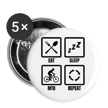Eat Sleep Mountain Bike Répéter - Lot de 5 grands badges (56 mm) - blanc - Devant