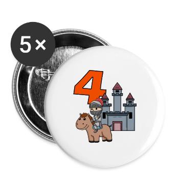 4. Geburtstag Motiv Ritter - vier Jahre alt - Buttons groß 56 mm (5er Pack) - Weiß - Vorne