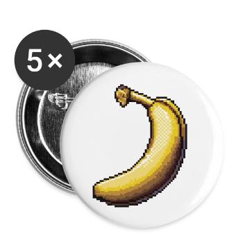 Icône de pixel banane - Lot de 5 grands badges (56 mm) - blanc - Devant