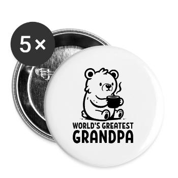 World's Greatest Grandpa - Buttons large 2.2''/56 mm (5-pack) - white - Front