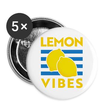 Lemon Vibes Zitronen Tomato Girl Summer Italien - Buttons groß 56 mm (5er Pack) - Weiß - Vorne