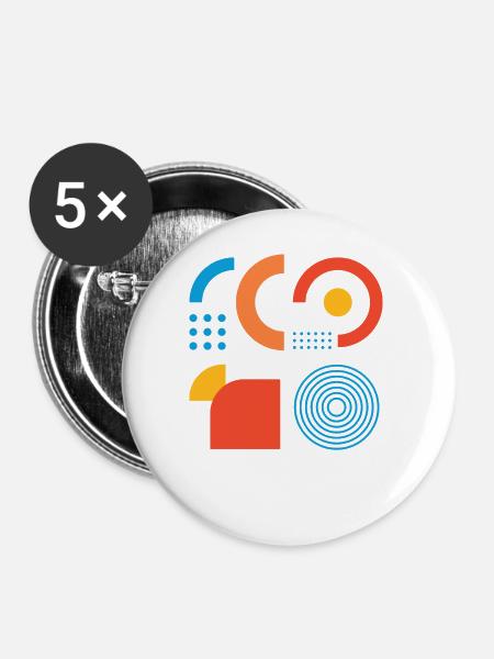 "Modernes Geometrischer Print" - Buttons groß 56 mm (5er Pack) - Weiß