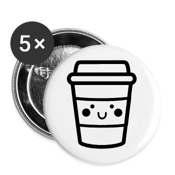 Kaffeebecher - Buttons groß 56 mm (5er Pack) - Weiß - Vorne