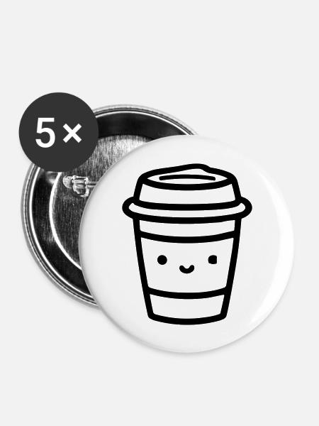 Kaffeebecher - Buttons groß 56 mm (5er Pack) - Weiß