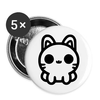 Niedliche Katze sitzt - Buttons groß 56 mm (5er Pack) - Weiß - Vorne