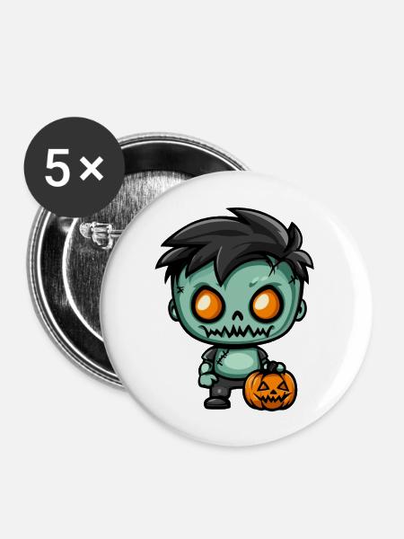 Zombie Halloween Gruselig Baby - Buttons groß 56 mm (5er Pack) - Weiß