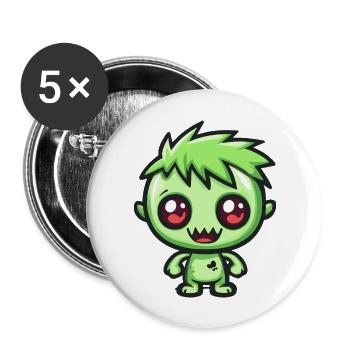 Zombie Halloween Gruselig Comic - Buttons groß 56 mm (5er Pack) - Weiß - Vorne