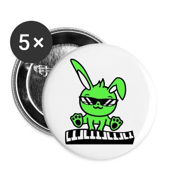 Lapin de Pâques lapin mignon piano clavier jouer - Lot de 5 grands badges (56 mm) - blanc - Devant