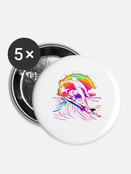 Surfer Vaporwave - Buttons groß 56 mm (5er Pack) - Weiß
