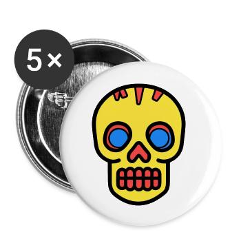 Skull Symbol Halloween Skeleton - Buttons large 2.2''/56 mm (5-pack) - white - Front