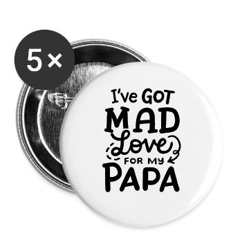 Vater Papa Vatertag - Buttons groß 56 mm (5er Pack) - Weiß - Vorne