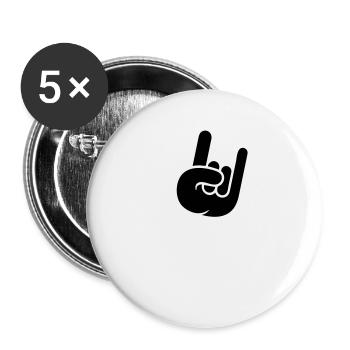 Heavy Metal Hard Rock Graffiti Hörner Handgeste - Buttons groß 56 mm (5er Pack) - Weiß - Vorne