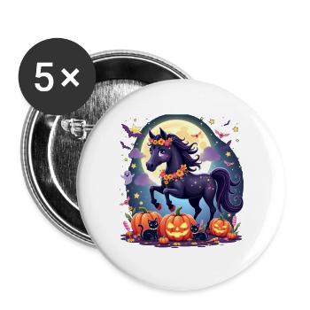 Magisches Halloween Pferd Mädchen Abenteuer - Buttons groß 56 mm (5er Pack) - Weiß - Vorne