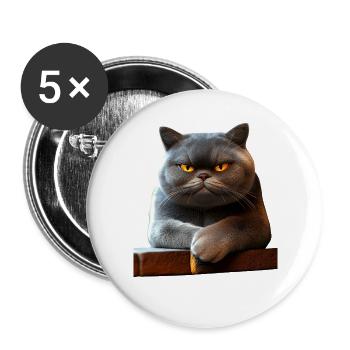 British Shorthair Cat BKH Cat Mom Cute Cats - Buttons large 2.2''/56 mm (5-pack) - white - Front