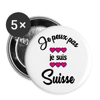 SWITZERLAND. HUMOR. COUNTRY. FLAG. GENEVA. LAUSANNE - Buttons large 2.2''/56 mm (5-pack) - white - Front