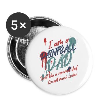 I am a Paintball dad, regular but much cooler - Buttons large 2.2''/56 mm (5-pack) - white - Front
