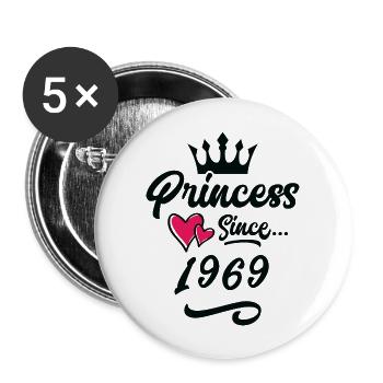 1969 Prinzessin Geburtstag - Buttons groß 56 mm (5er Pack) - Weiß - Vorne