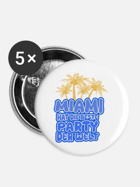 Urlaub Miami - Buttons groß 56 mm (5er Pack) - Weiß