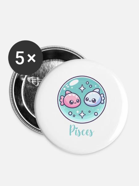 Süße Pisces Sternzeichen Astrologie Geschenk - Buttons groß 56 mm (5er Pack) - Weiß
