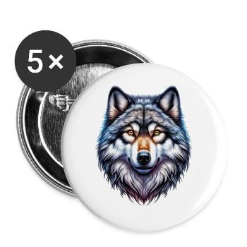Wolf - Buttons groß 56 mm (5er Pack) - Weiß - Vorne