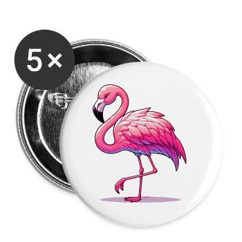 Flamant - Lot de 5 grands badges (56 mm) - blanc - Devant