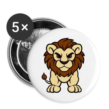 Lion Bande Dessinée Animal - Lot de 5 grands badges (56 mm) - blanc - Devant