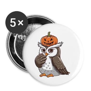 Süße Schneeeule Halloween Kürbis Cartoon - Buttons groß 56 mm (5er Pack) - Weiß - Vorne
