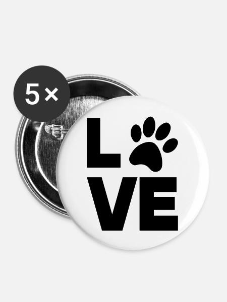 pfote love - Buttons groß 56 mm (5er Pack) - Weiß