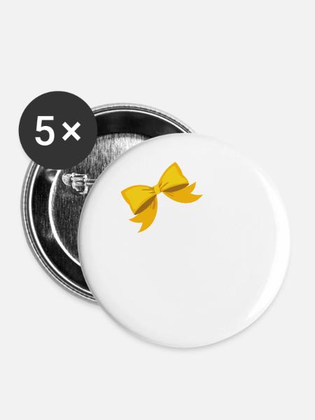Buchstabe y gelbe Schleife - Buttons groß 56 mm (5er Pack) - Weiß