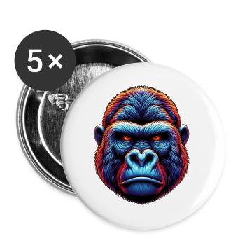 Gorille - Lot de 5 grands badges (56 mm) - blanc - Devant