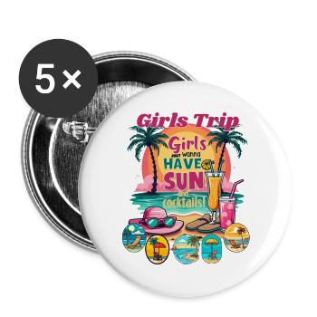 Girls Trip Sonnenstrand Vibes - Buttons groß 56 mm (5er Pack) - Weiß - Vorne