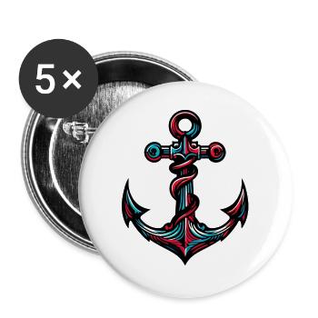 Ein Anker - Buttons groß 56 mm (5er Pack) - Weiß - Vorne