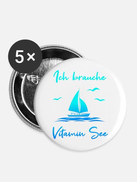 Ich brauche Vitamin See - Buttons groß 56 mm (5er Pack) - Weiß